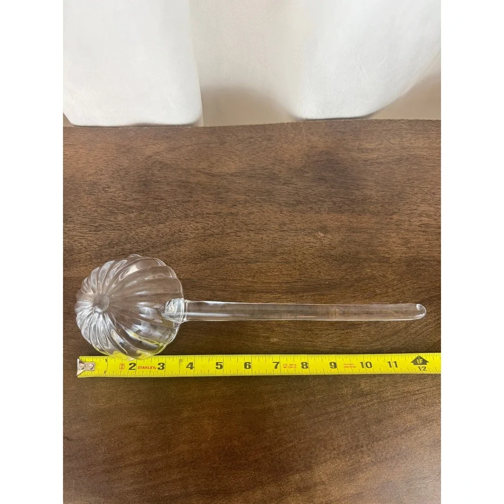 VTG Jeannette Glass National Log Cabin Clear Ribbed Punch Bowl Ladle 11.5